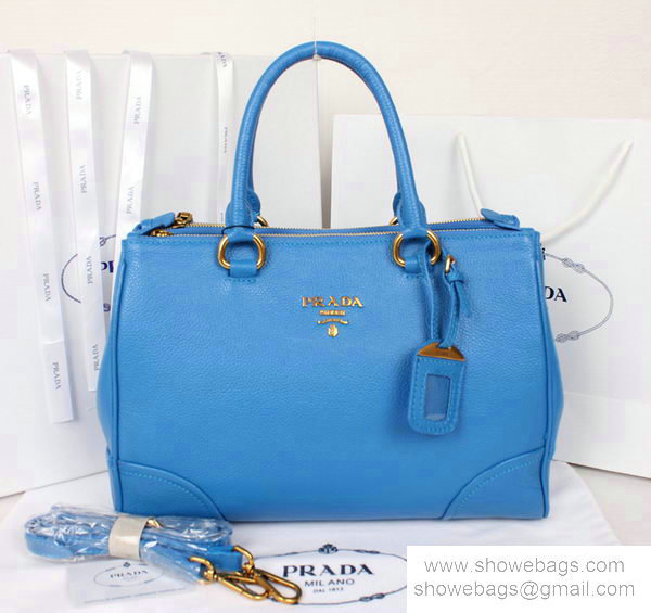2014 Prada royalBlue calfskin leather tote bag BN2324 light blue - Click Image to Close